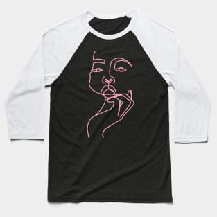 One Line Digital Art Black pink Baseball T-Shirt